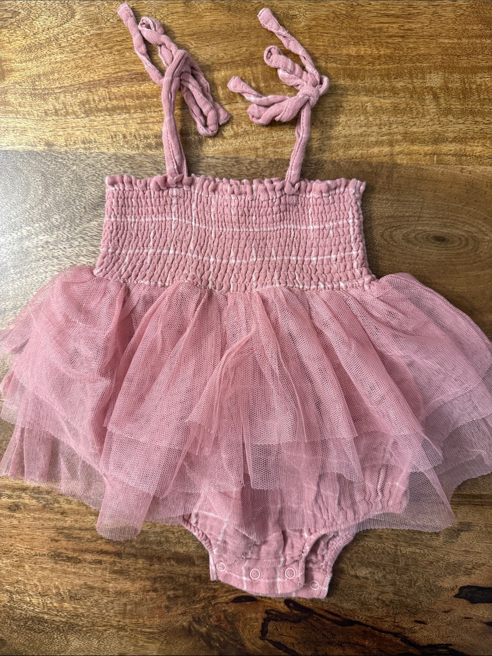 Angel Dear Pink Tulle Smocked Baby Romper
